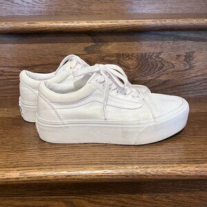 Vans Platform Old Skool - White - Womens 9.5 / Mens 8